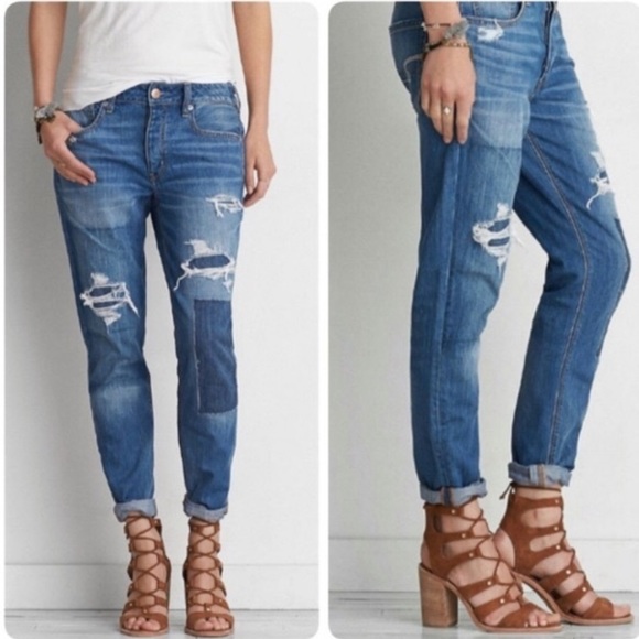 American Eagle Outfitters Denim - AEO Tomgirl patch distressed button fly jeans 2